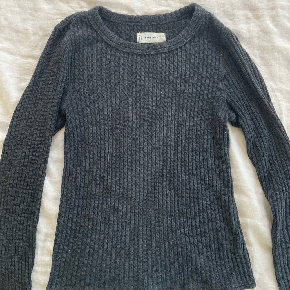 Everlane Gray Ribbed Sweater (Organic Cotton)